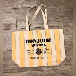 Sezane Bonjour Arizona Tote - Yellow and Cream